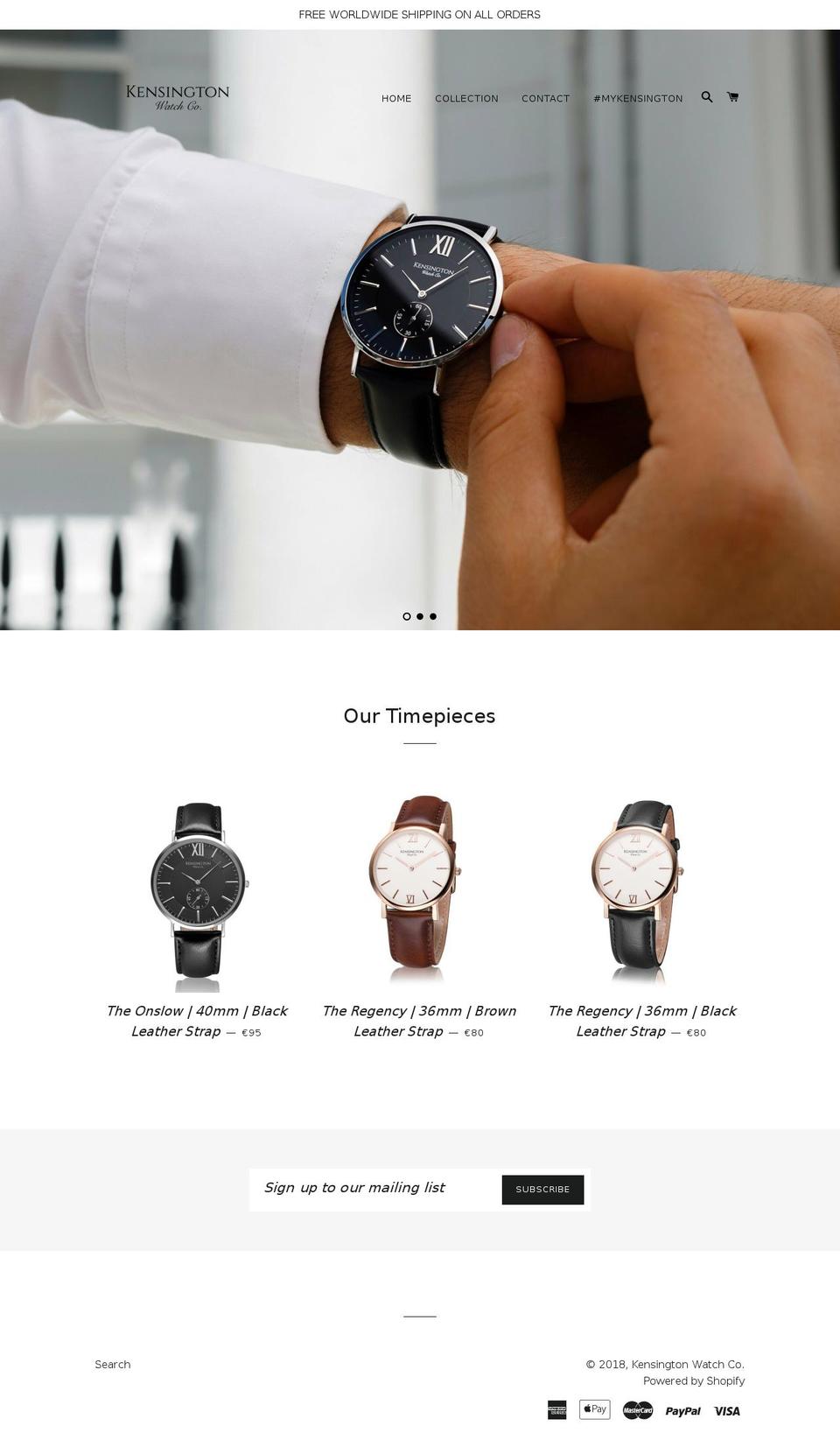 kensingtonwatchco.com — Shopify storefront screenshot