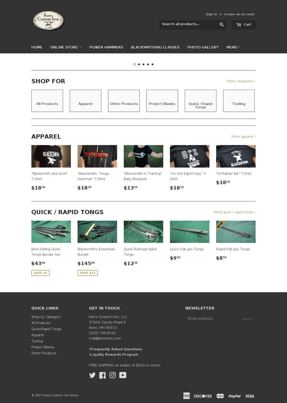 kensironstore.com shopify website screenshot