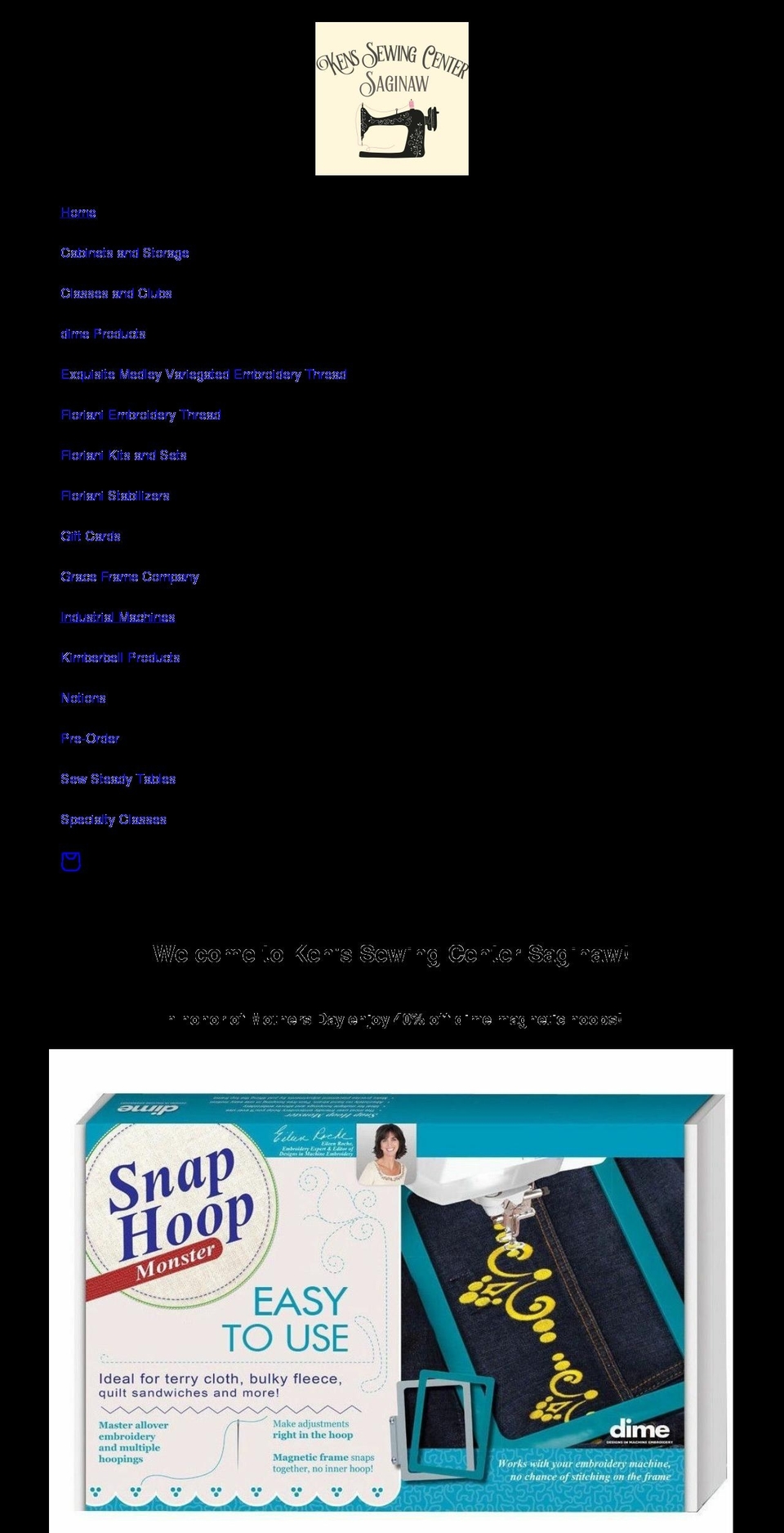 kenssewingcentersaginaw.com shopify website screenshot