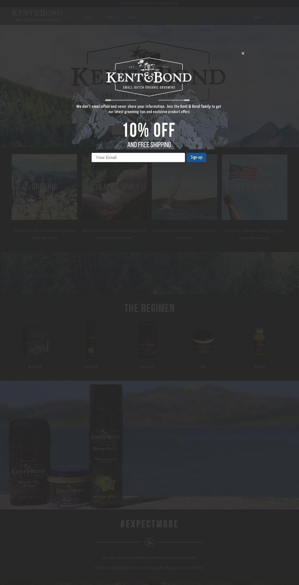 kentandbond.com shopify website screenshot