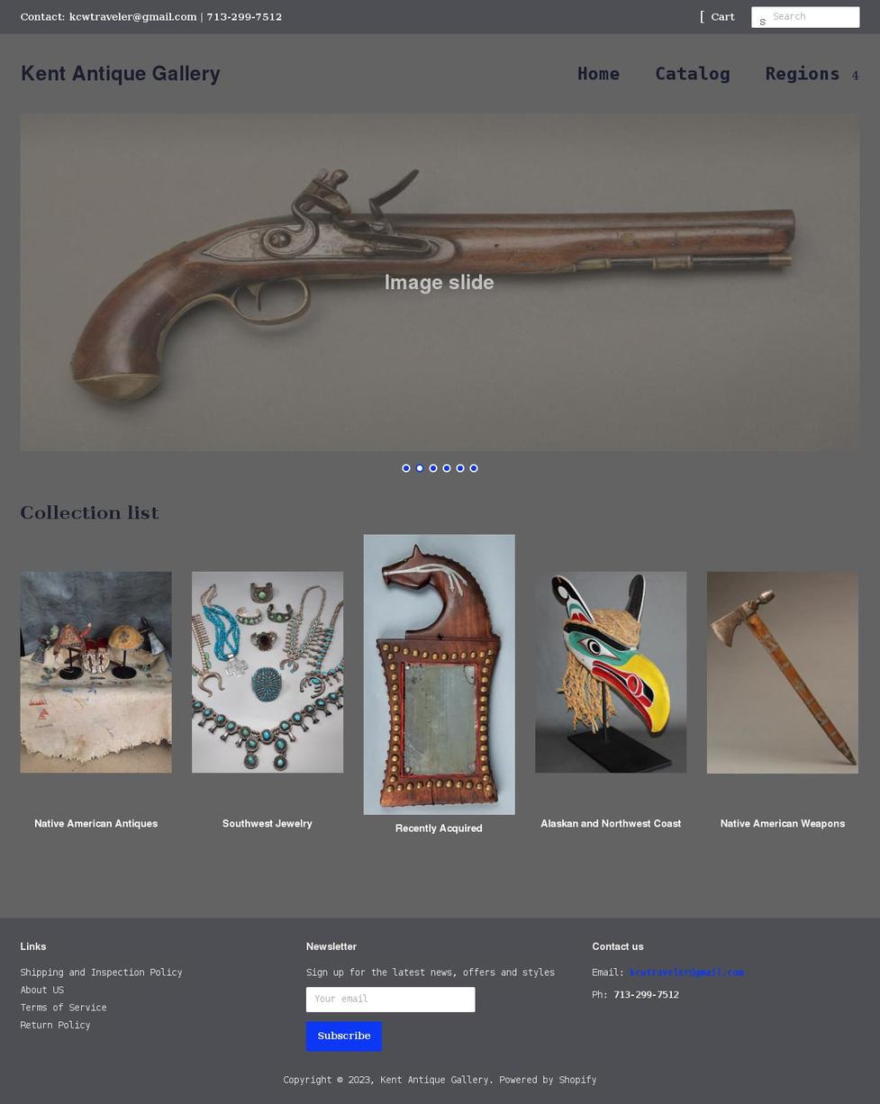 kentantiquegallery.com shopify website screenshot