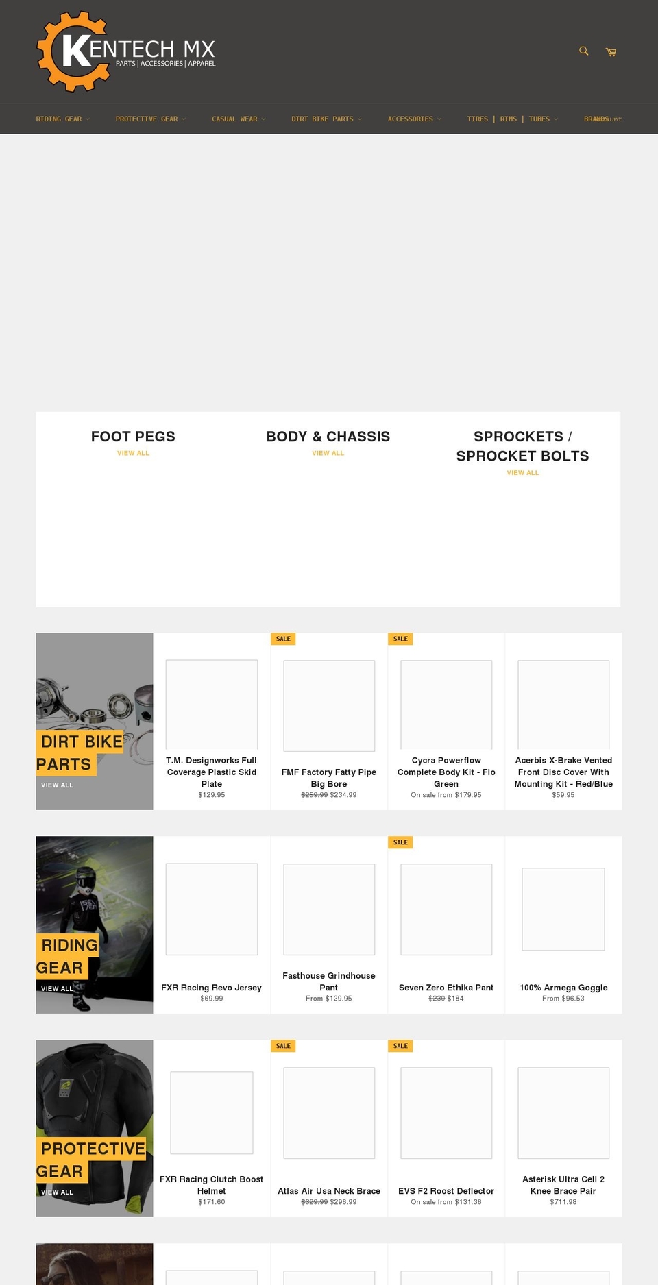 kentechmxparts.com shopify website screenshot
