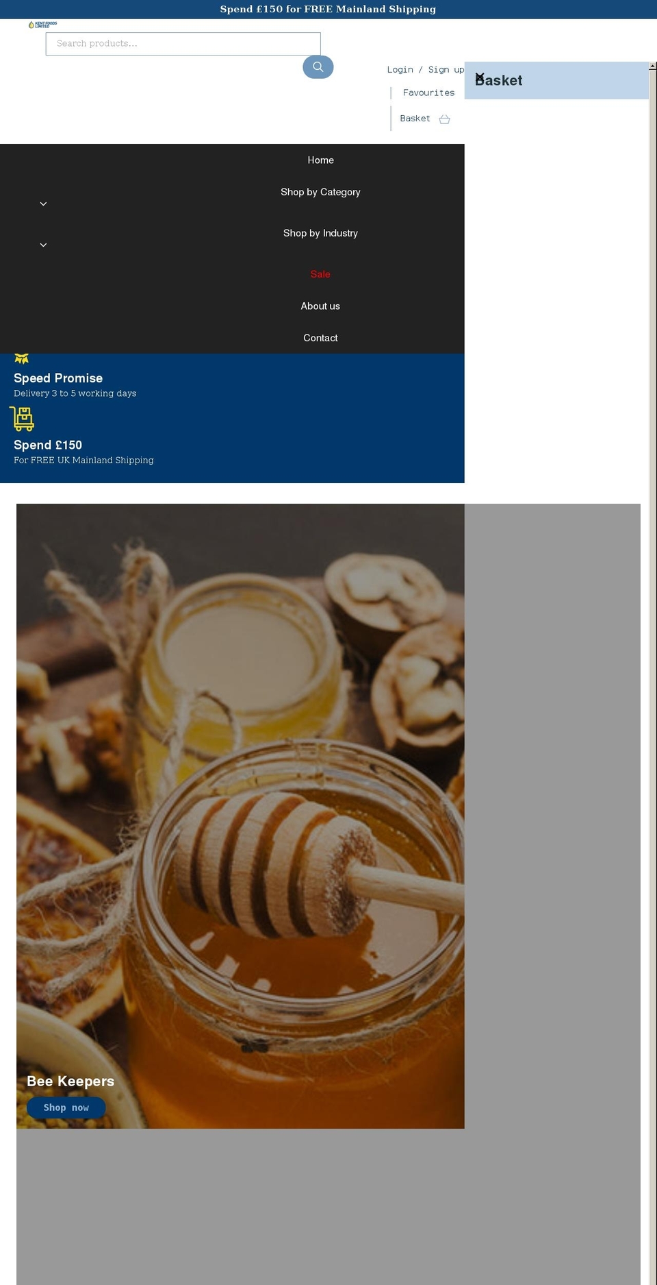 kentfoodsdirect.co.uk shopify website screenshot