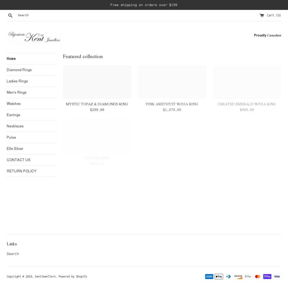 kentjewellers.com shopify website screenshot