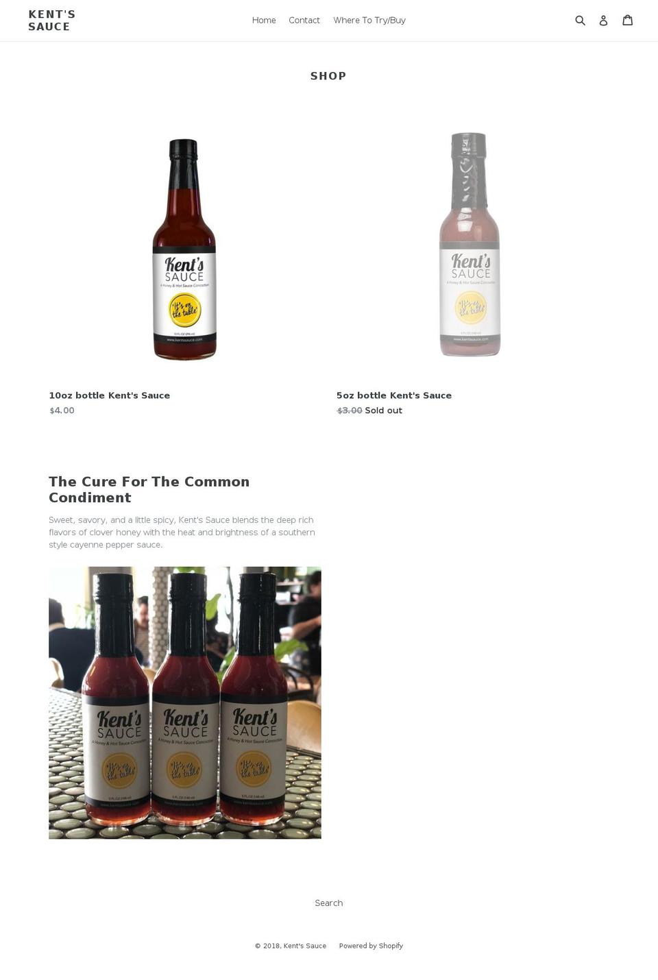 kentssauce.com — Shopify storefront screenshot