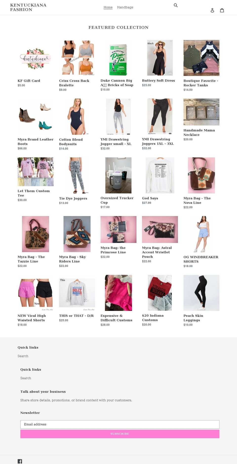 kentuckianafashion.com shopify website screenshot