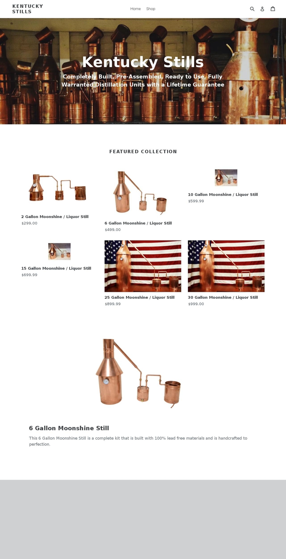 kentuckystills.com — Shopify storefront screenshot