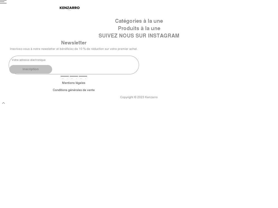kenzarro.com shopify website screenshot
