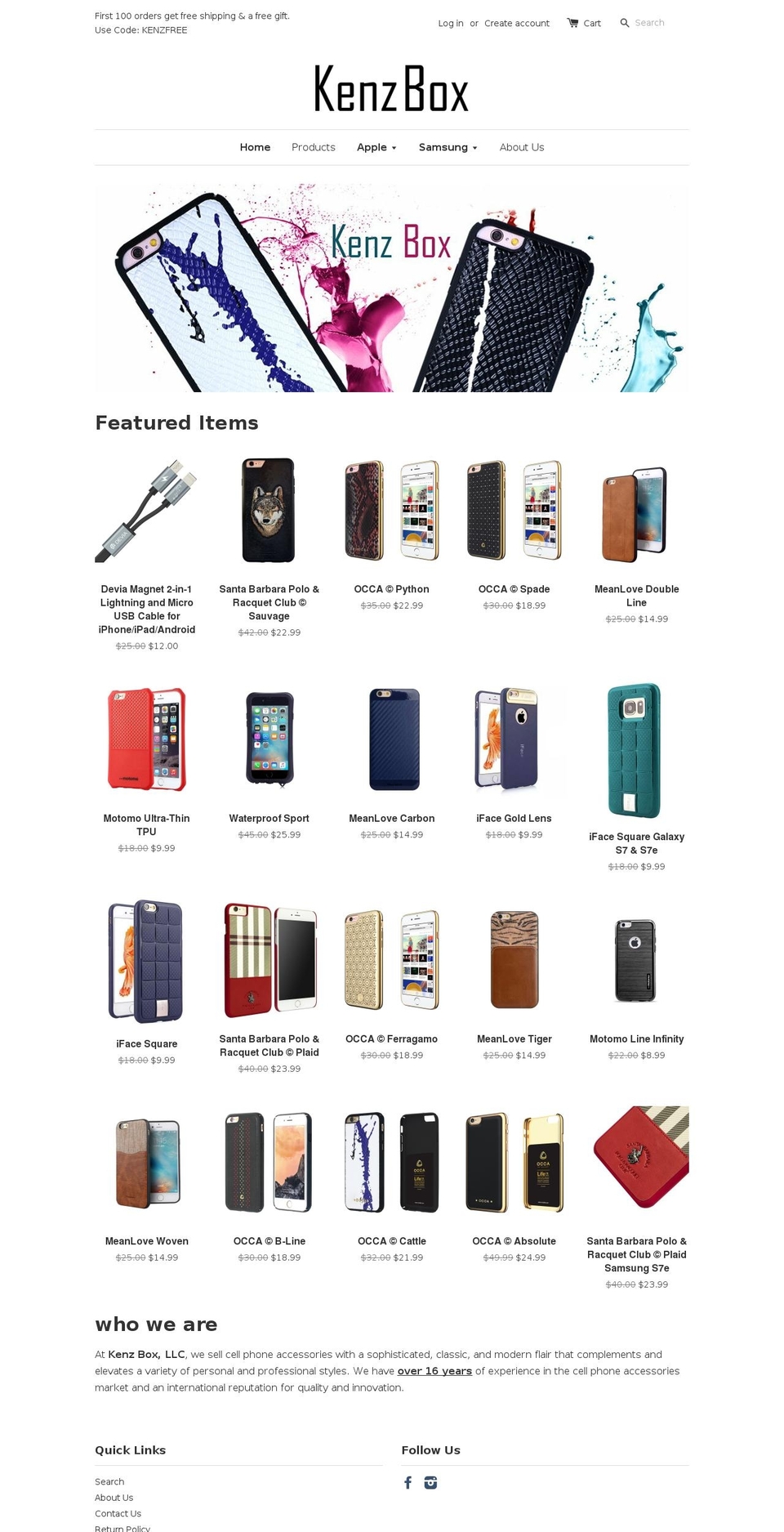 kenzbox.com shopify website screenshot