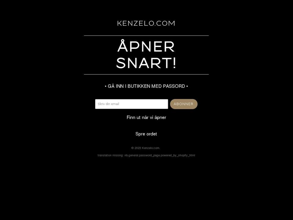 kenzelo.com shopify website screenshot