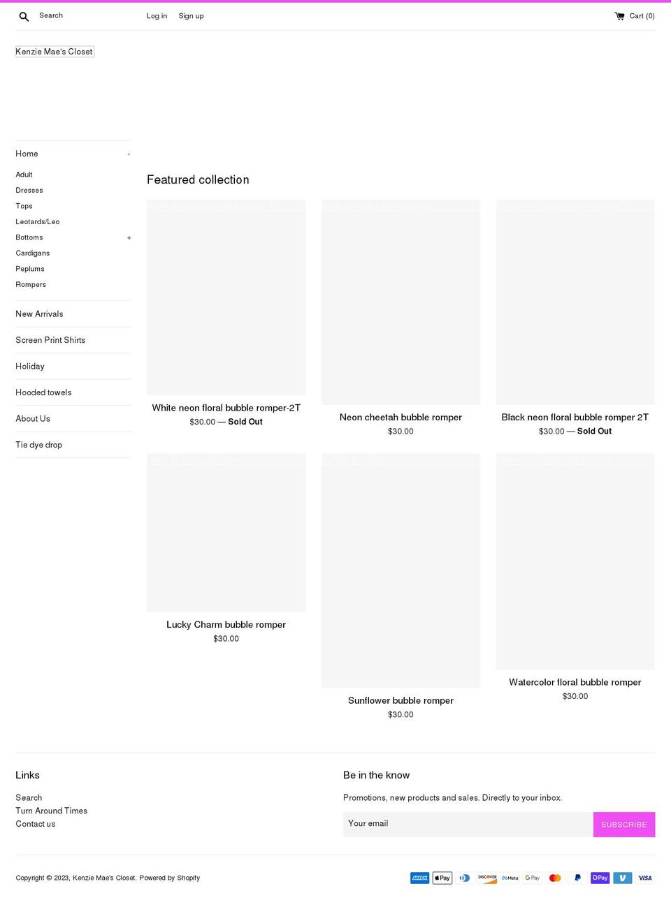 kenziemaescloset.com shopify website screenshot
