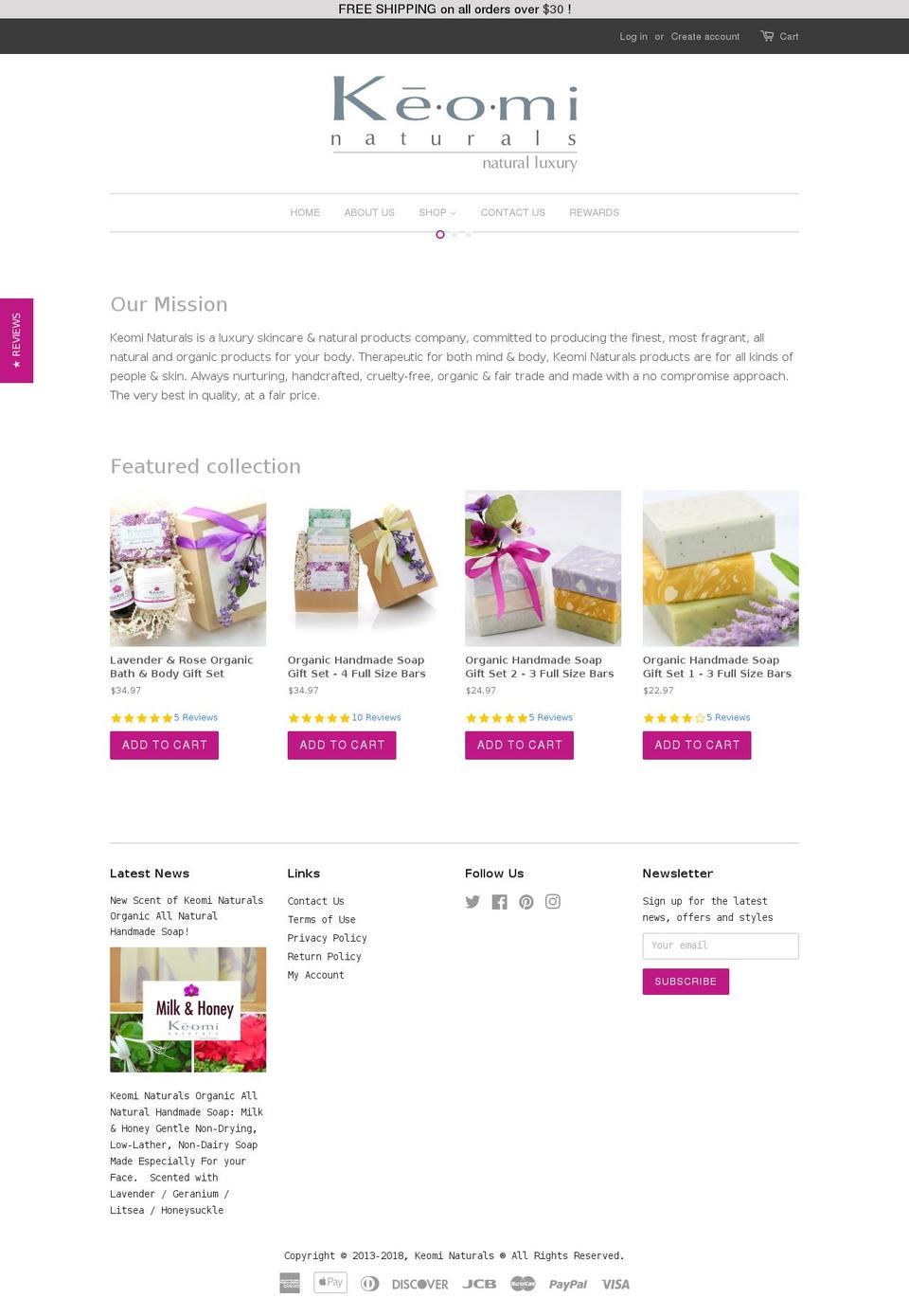 keominaturals.com shopify website screenshot