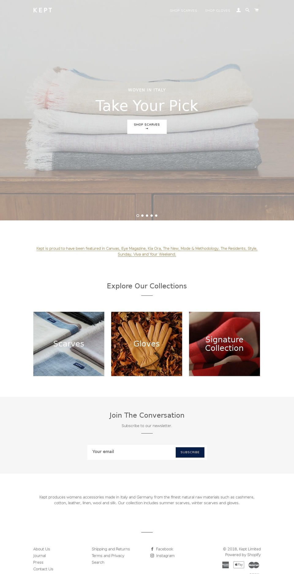 keptlimited.com — Shopify storefront screenshot