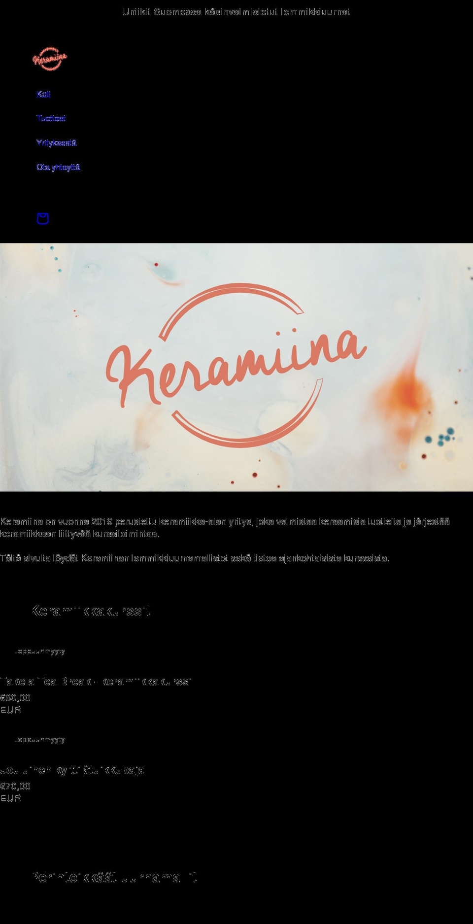 keramiina.fi shopify website screenshot