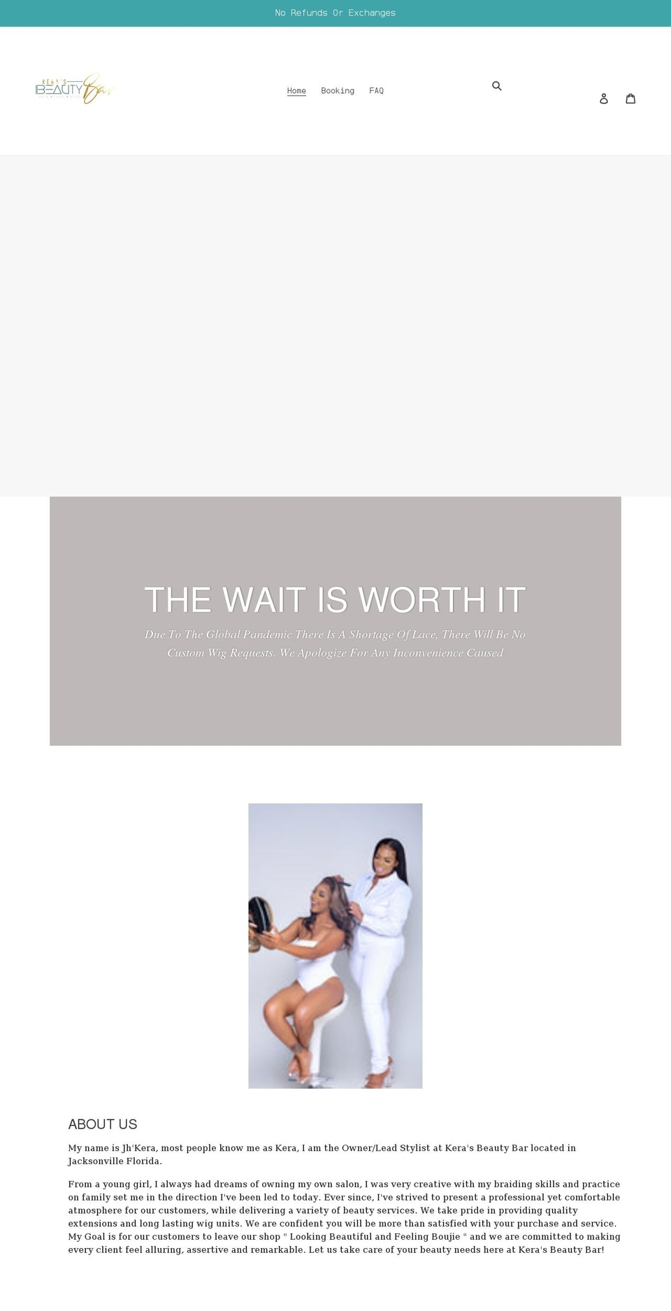 kerasbeautybar.com shopify website screenshot