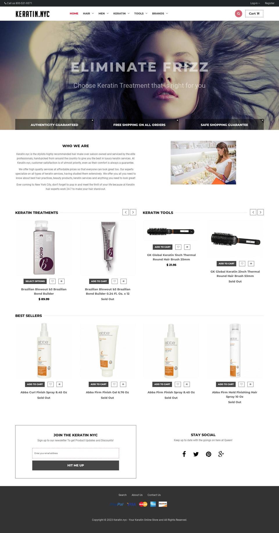 QUEEN Shopify theme site example keratin.nyc