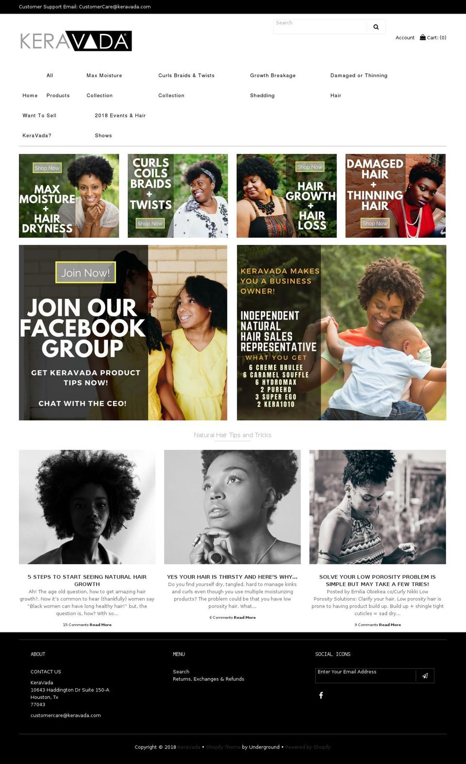 keravada.com shopify website screenshot