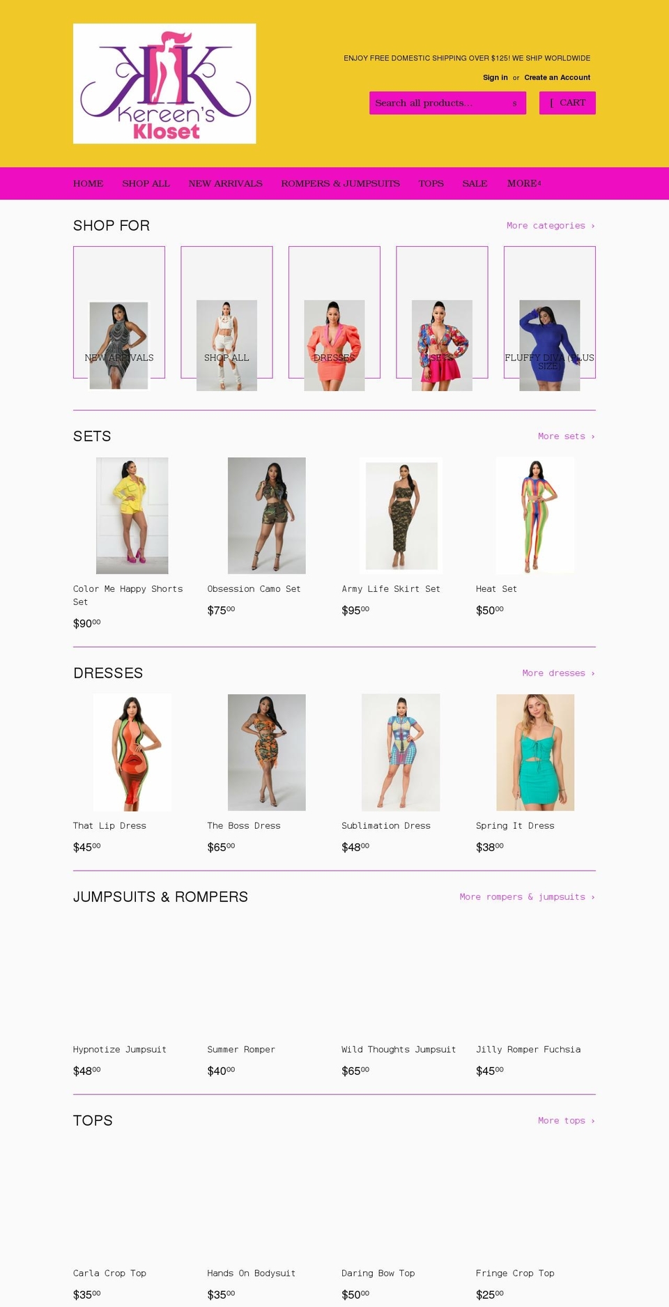 kereenskloset.com shopify website screenshot