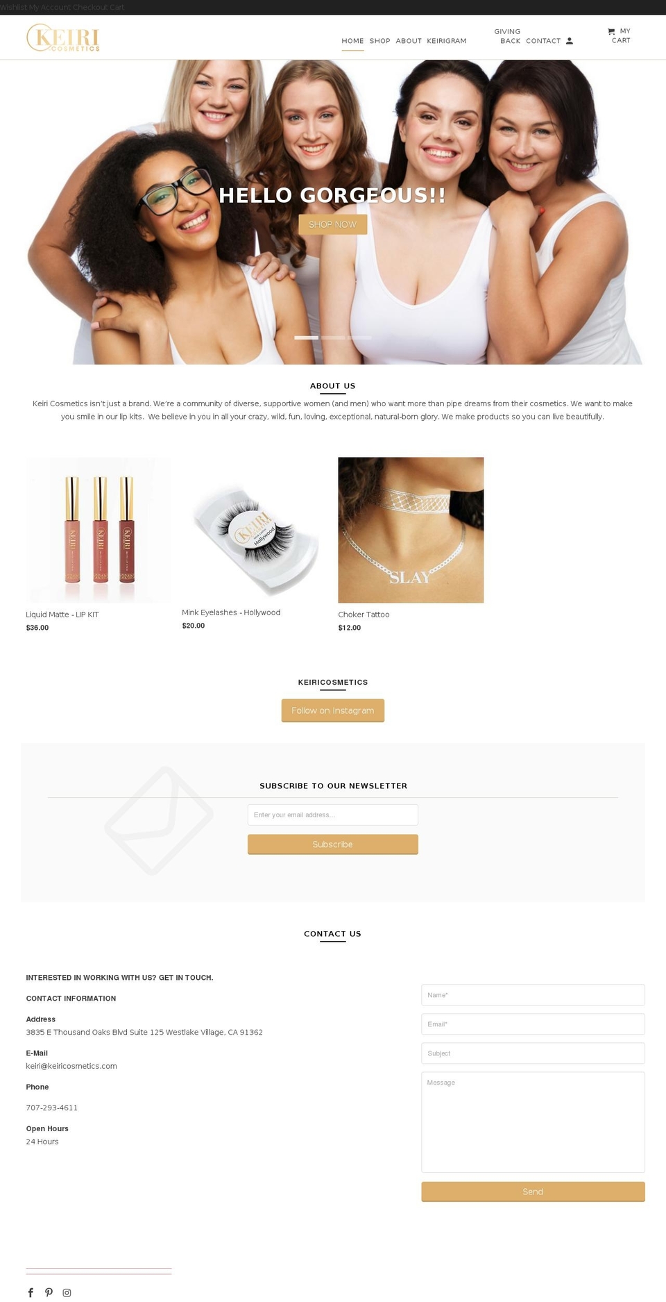 A\u0026Z Designs Shopify theme site example kericosmetics.com