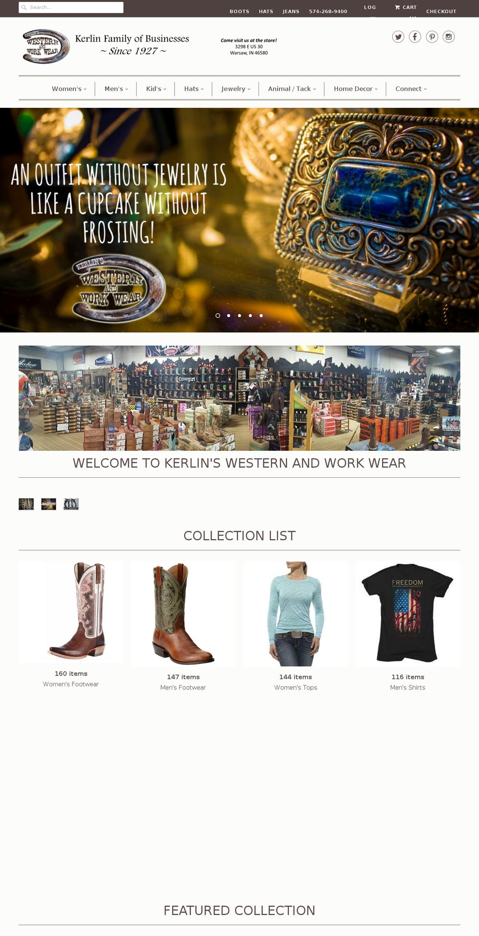kerlinswesternandworkwear.com shopify website screenshot