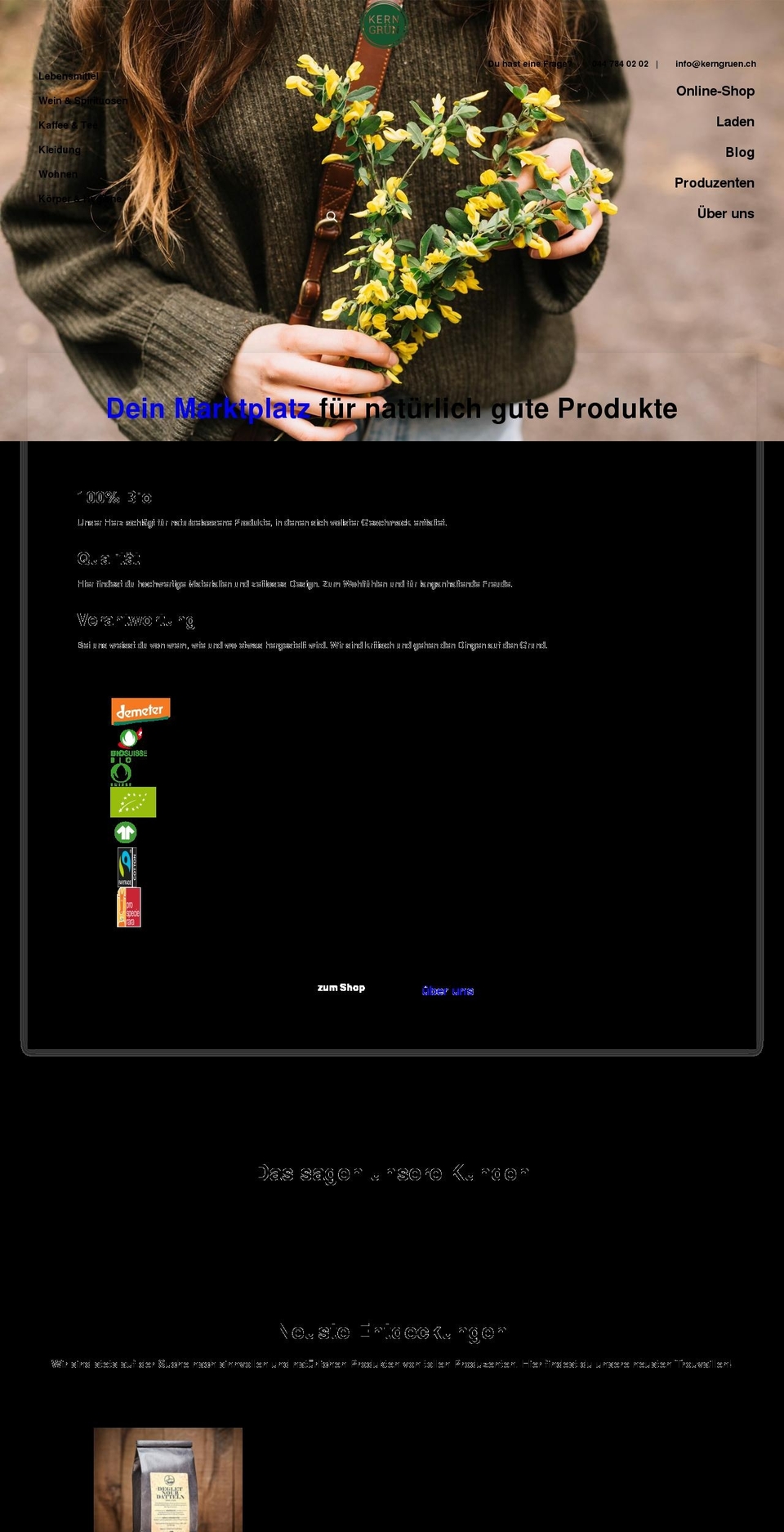 kerngruen.ch shopify website screenshot