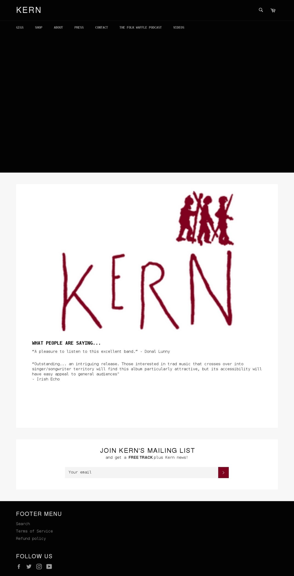 kernmusic.com shopify website screenshot