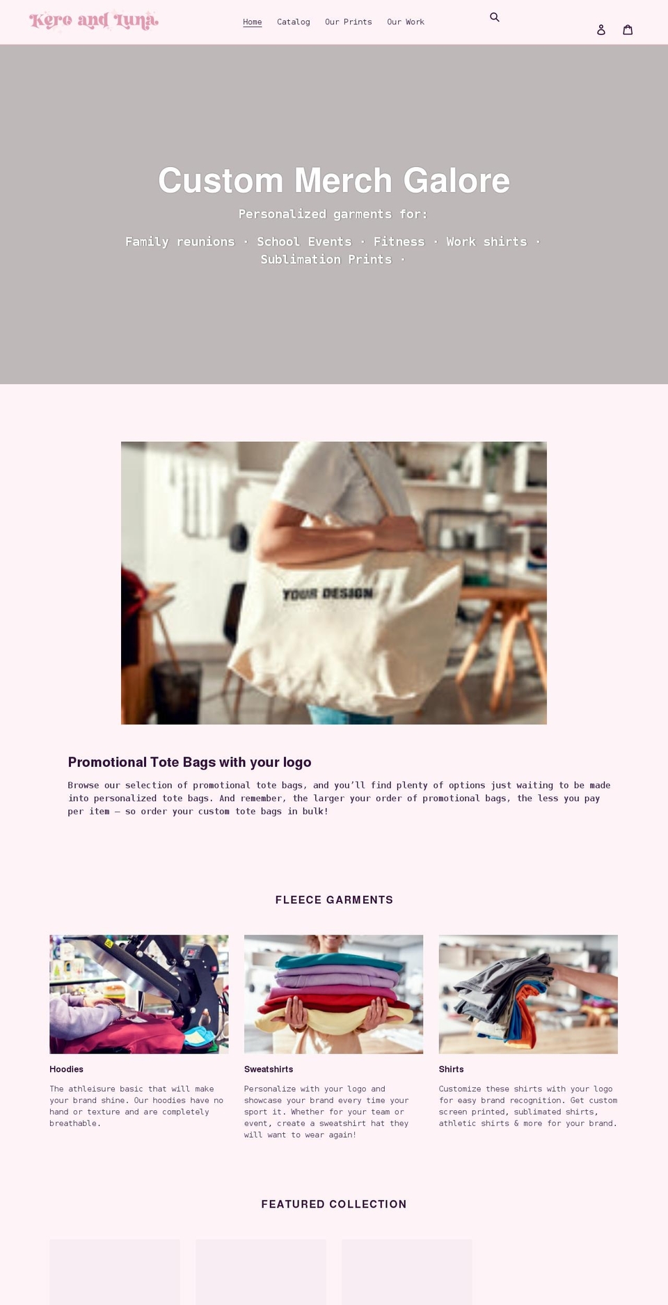 keroandluna.com shopify website screenshot