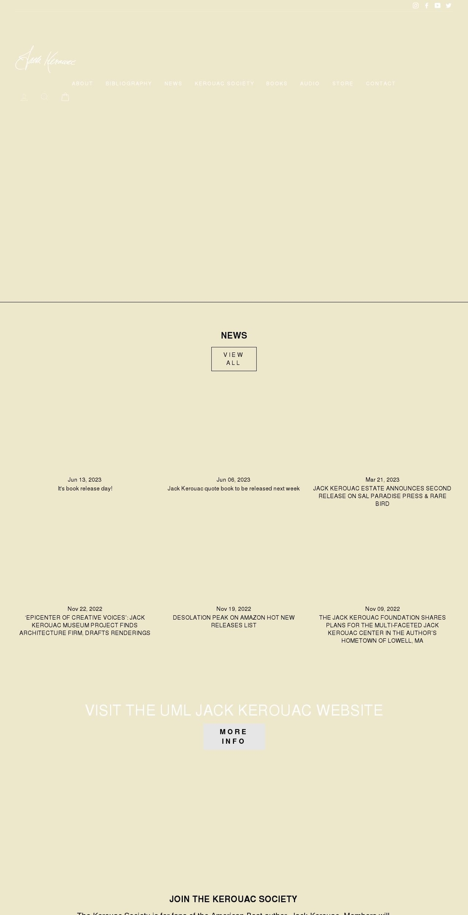 kerouacsociety.com shopify website screenshot
