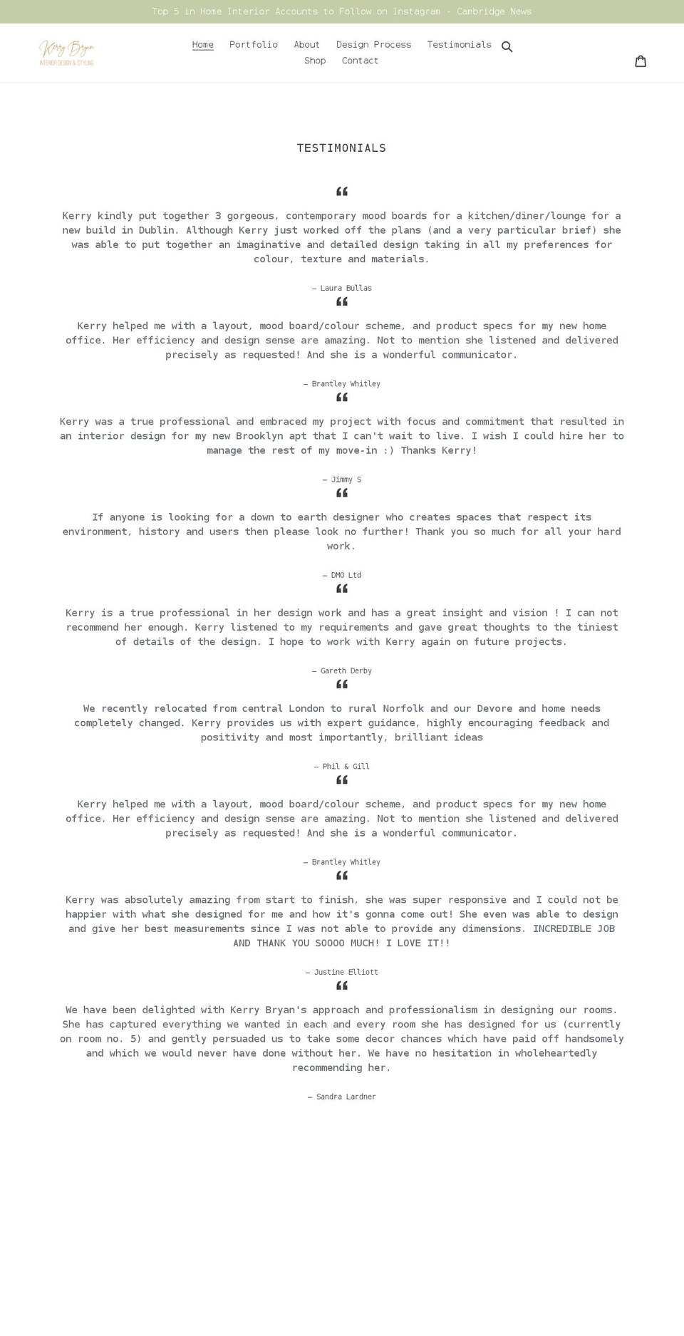 kerrybryaninteriors.co.uk shopify website screenshot