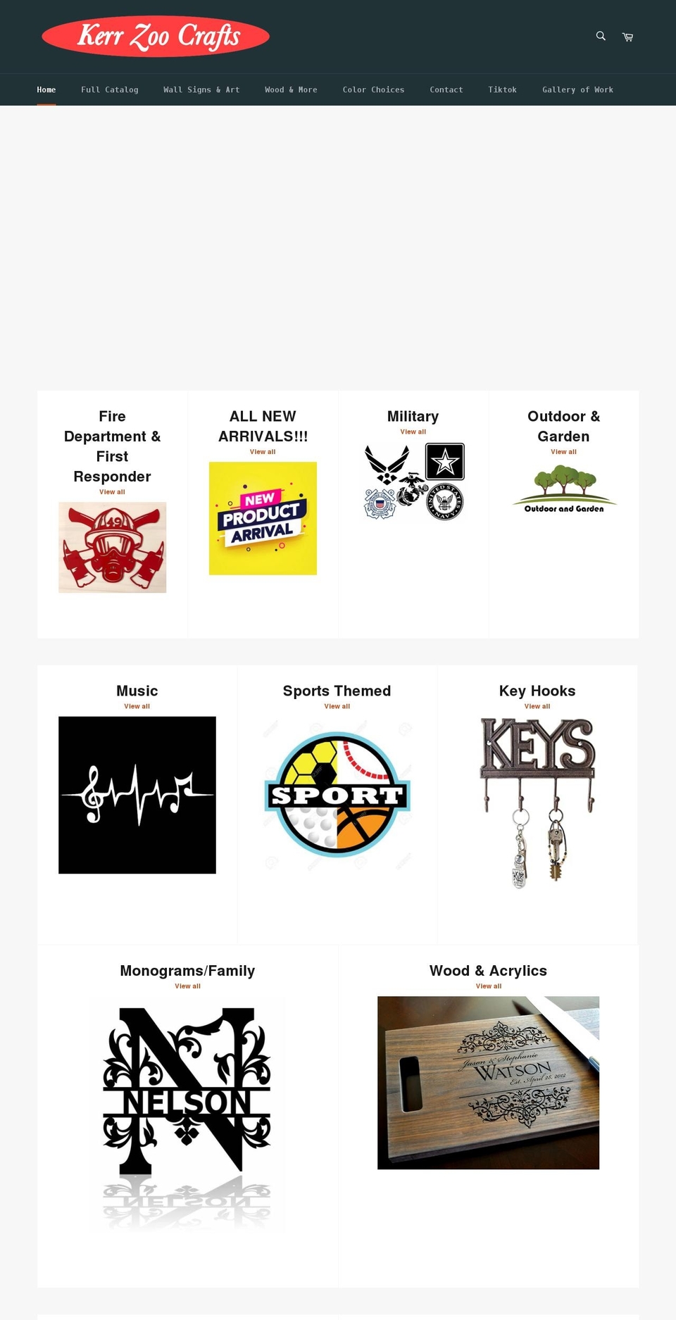 kerrzoocrafts.com shopify website screenshot
