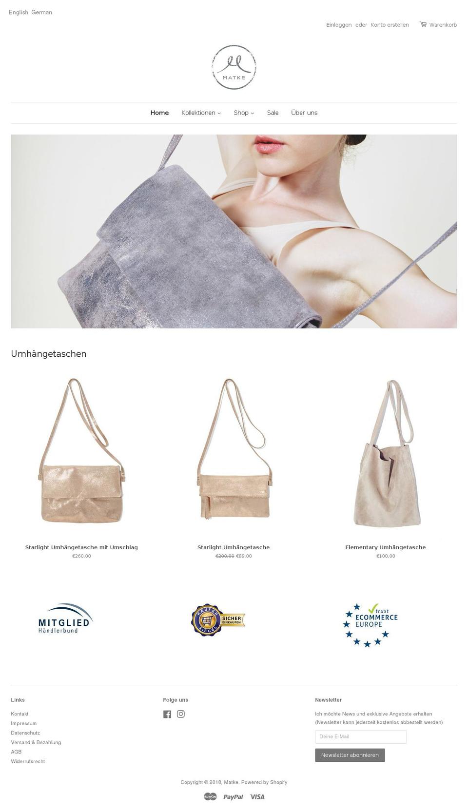 kerstinmatke.com — Shopify storefront screenshot
