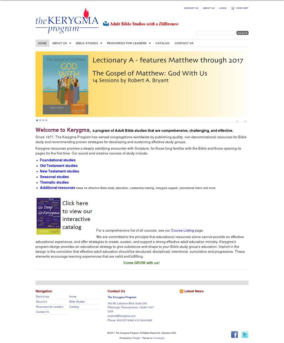 kerygma.com shopify website screenshot