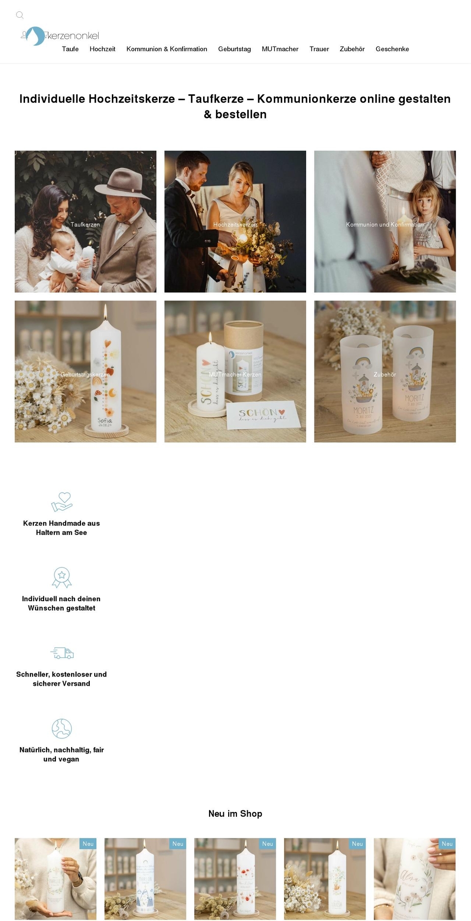 kerzenonkel.com — Shopify storefront screenshot