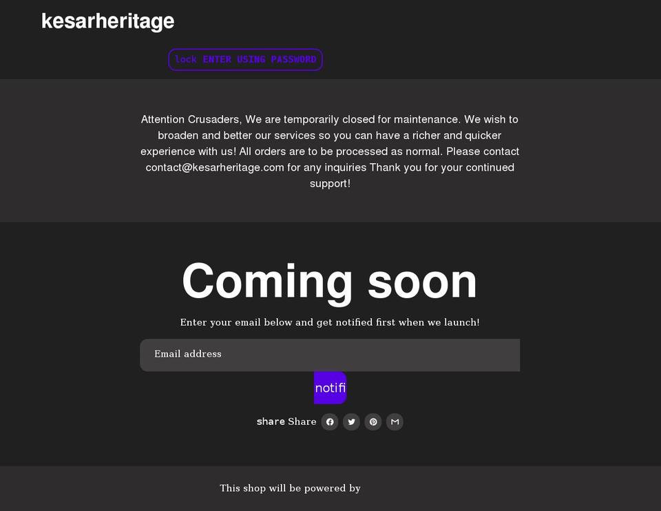 kesarheritage.com shopify website screenshot