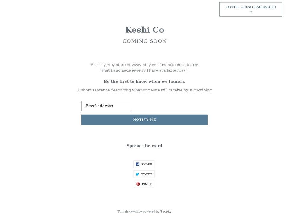 keshico.com shopify website screenshot