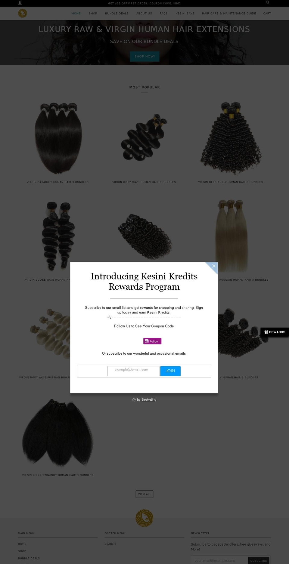 kesinibeautybundles.com — Shopify storefront screenshot