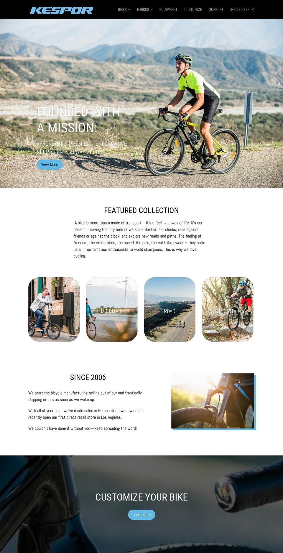 kesporbicycle.com — Shopify storefront screenshot