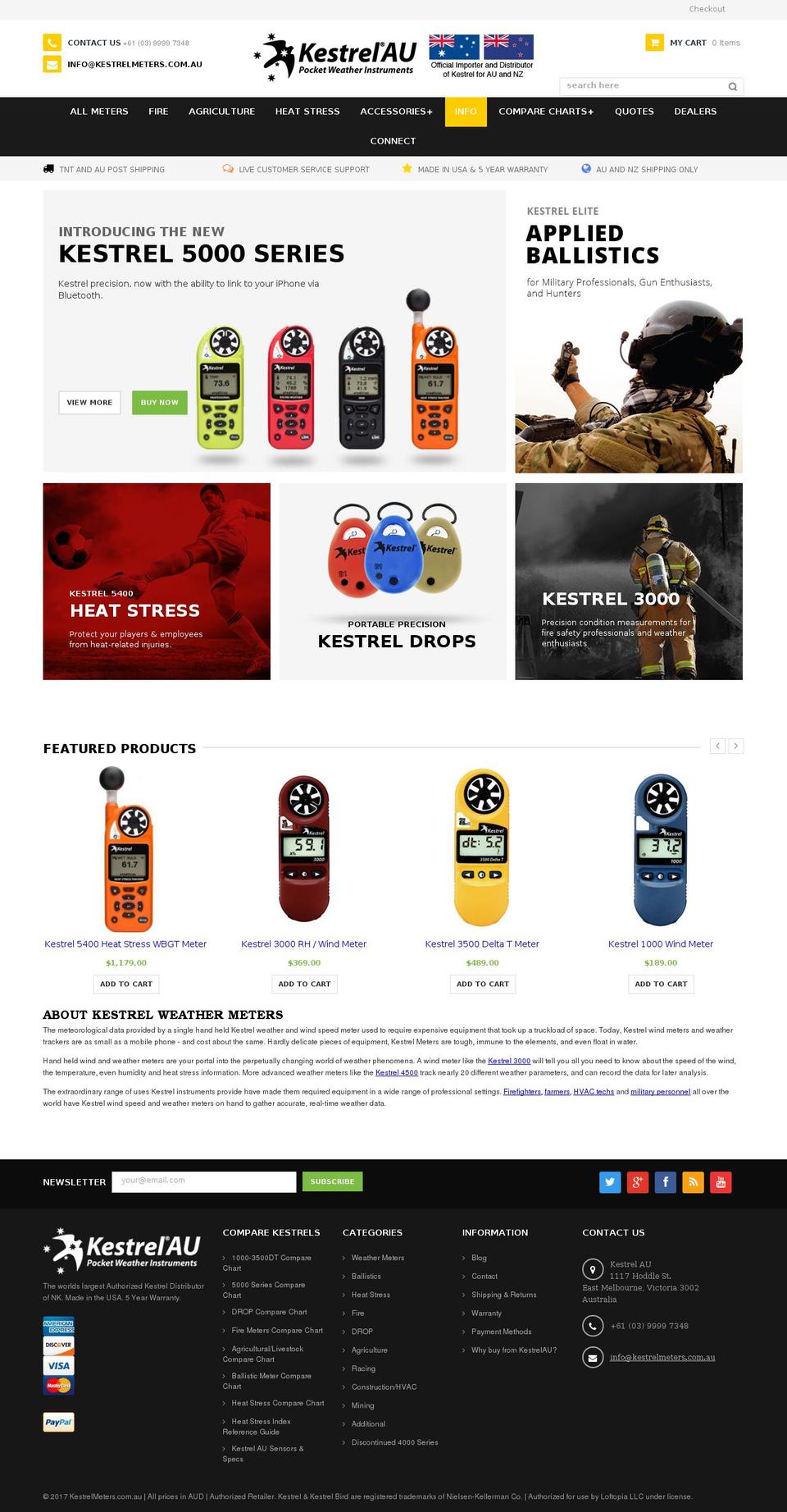 kestrelweather.com.au shopify website screenshot