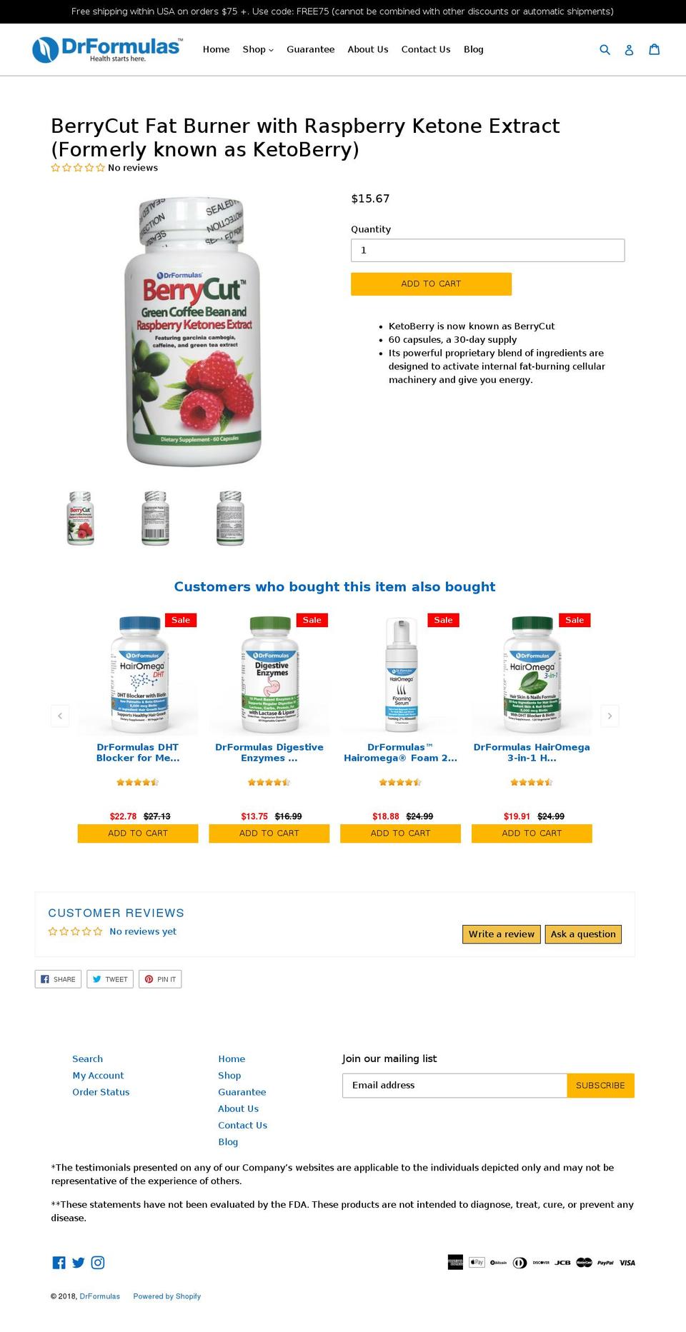 ketoberry.com — Shopify storefront screenshot