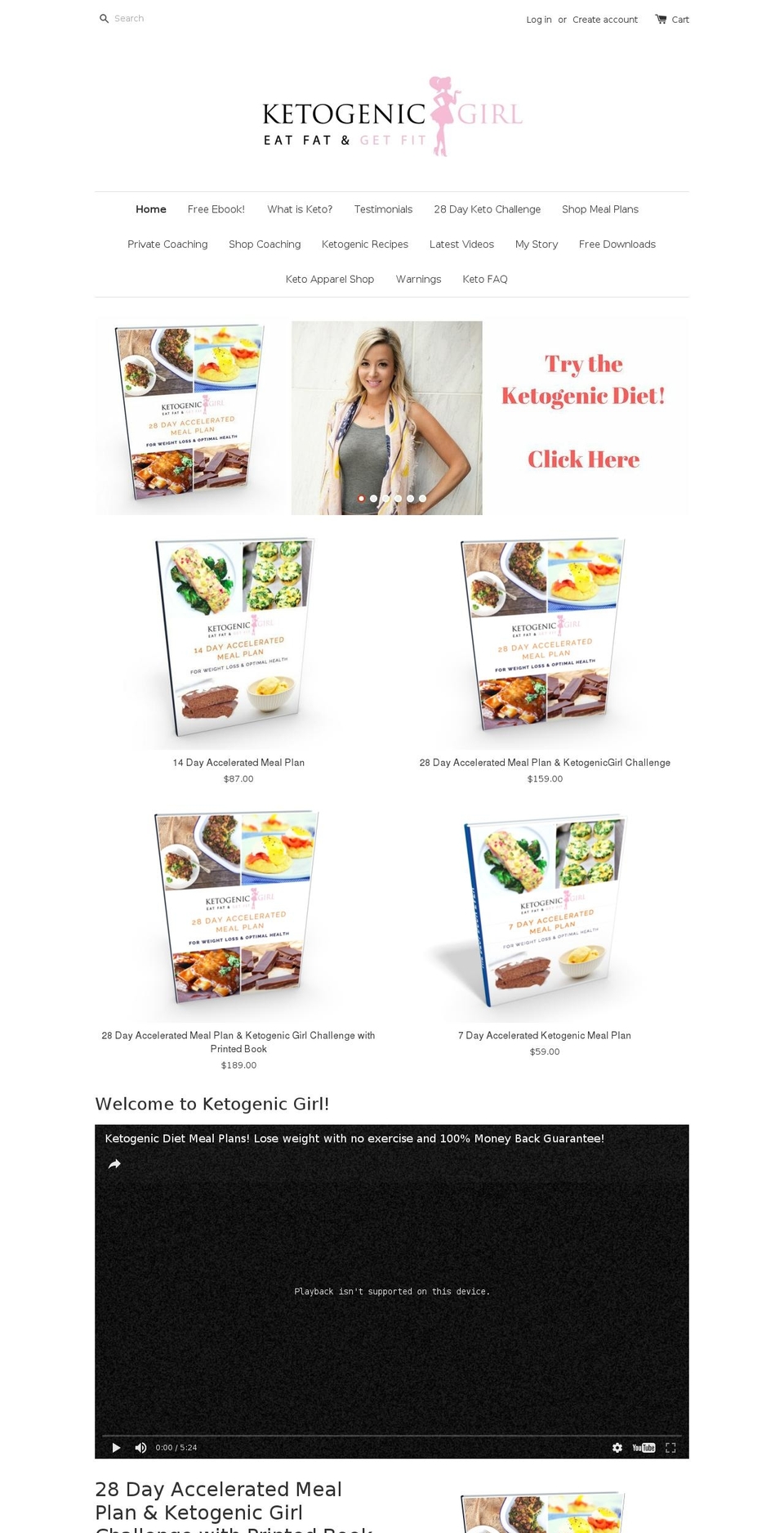 ketogenicgirl.com shopify website screenshot