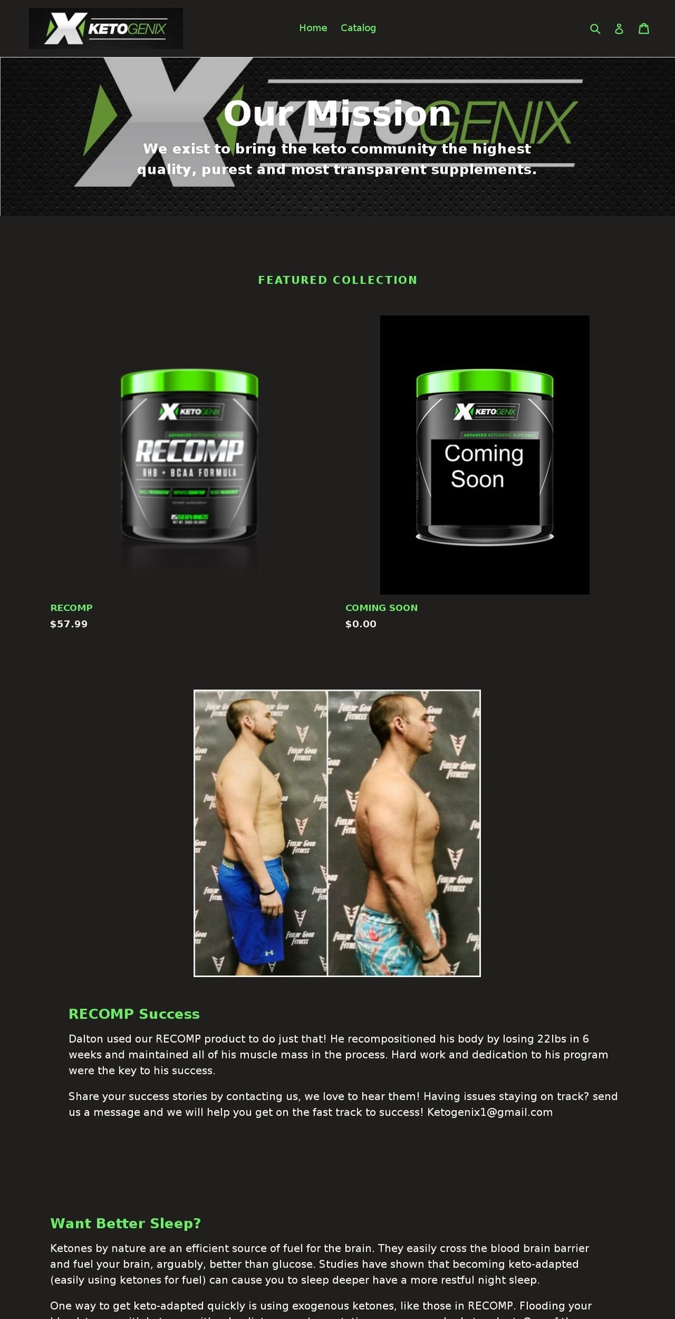 ketogenixsupplements.com — Shopify storefront screenshot