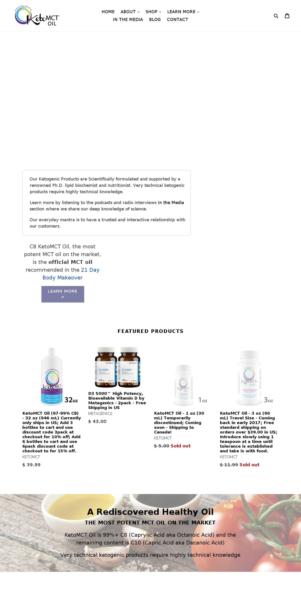 ketomct.com shopify website screenshot