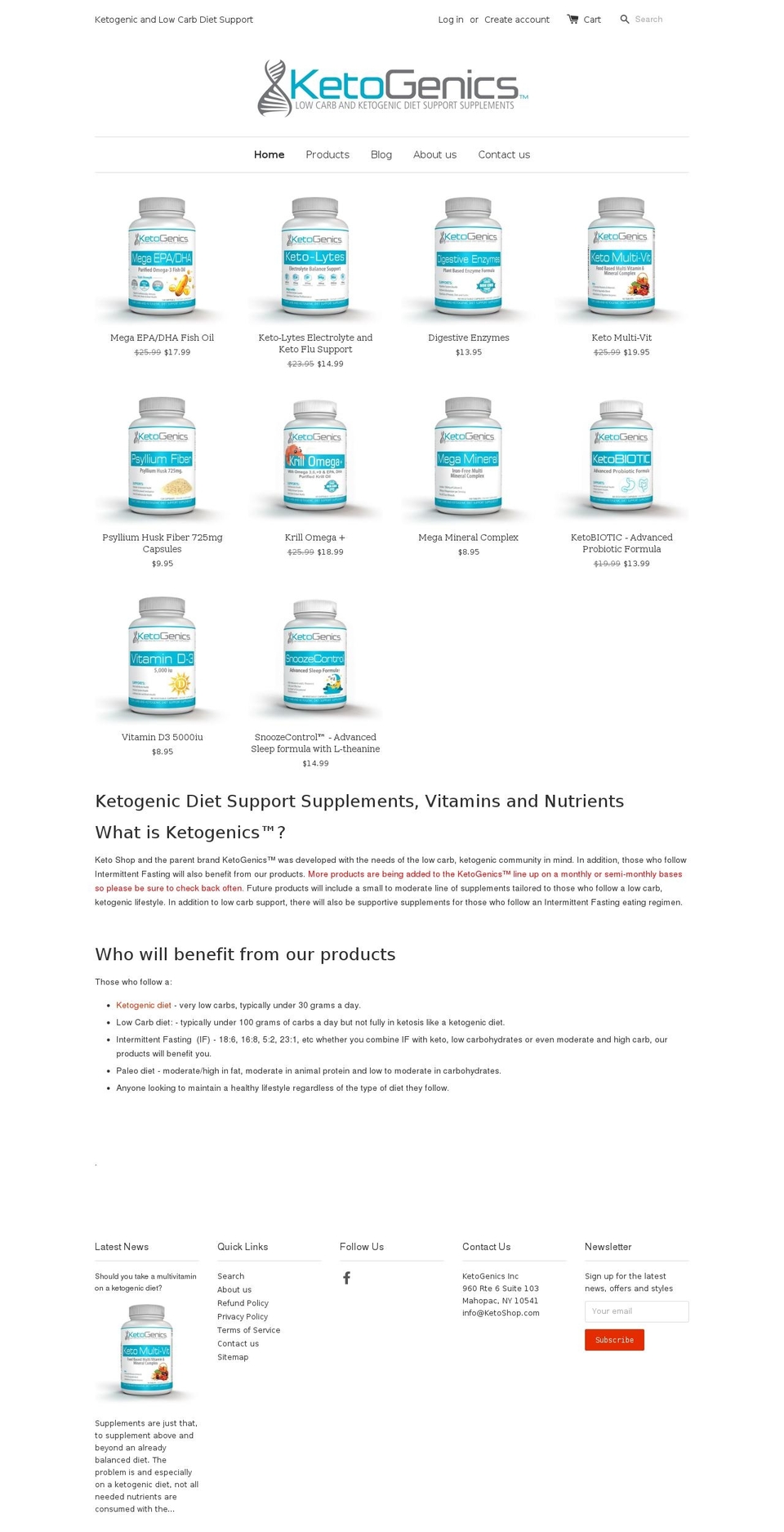 ketosiscalculator.com — Shopify storefront screenshot