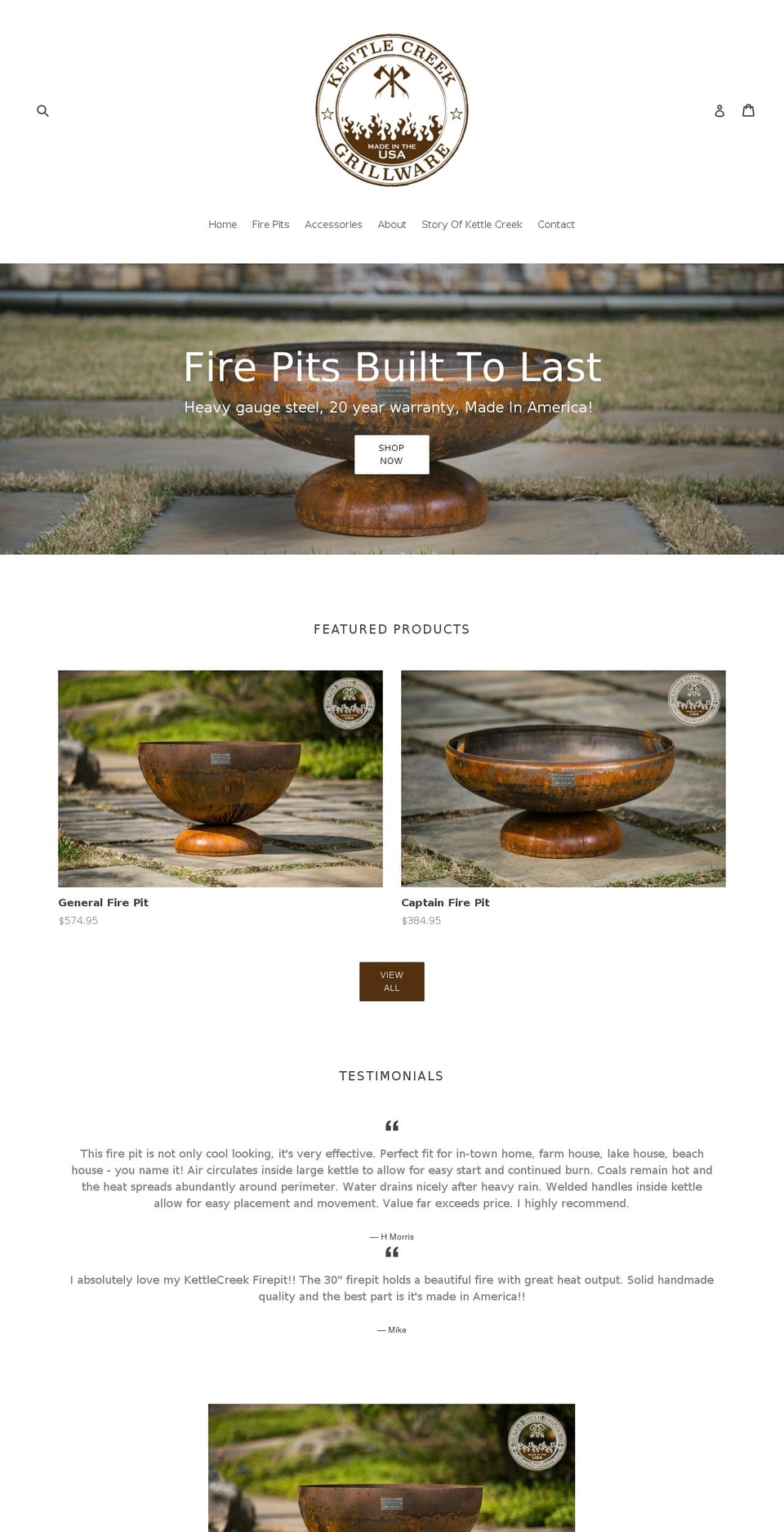 kettlecreekgrillware.com shopify website screenshot