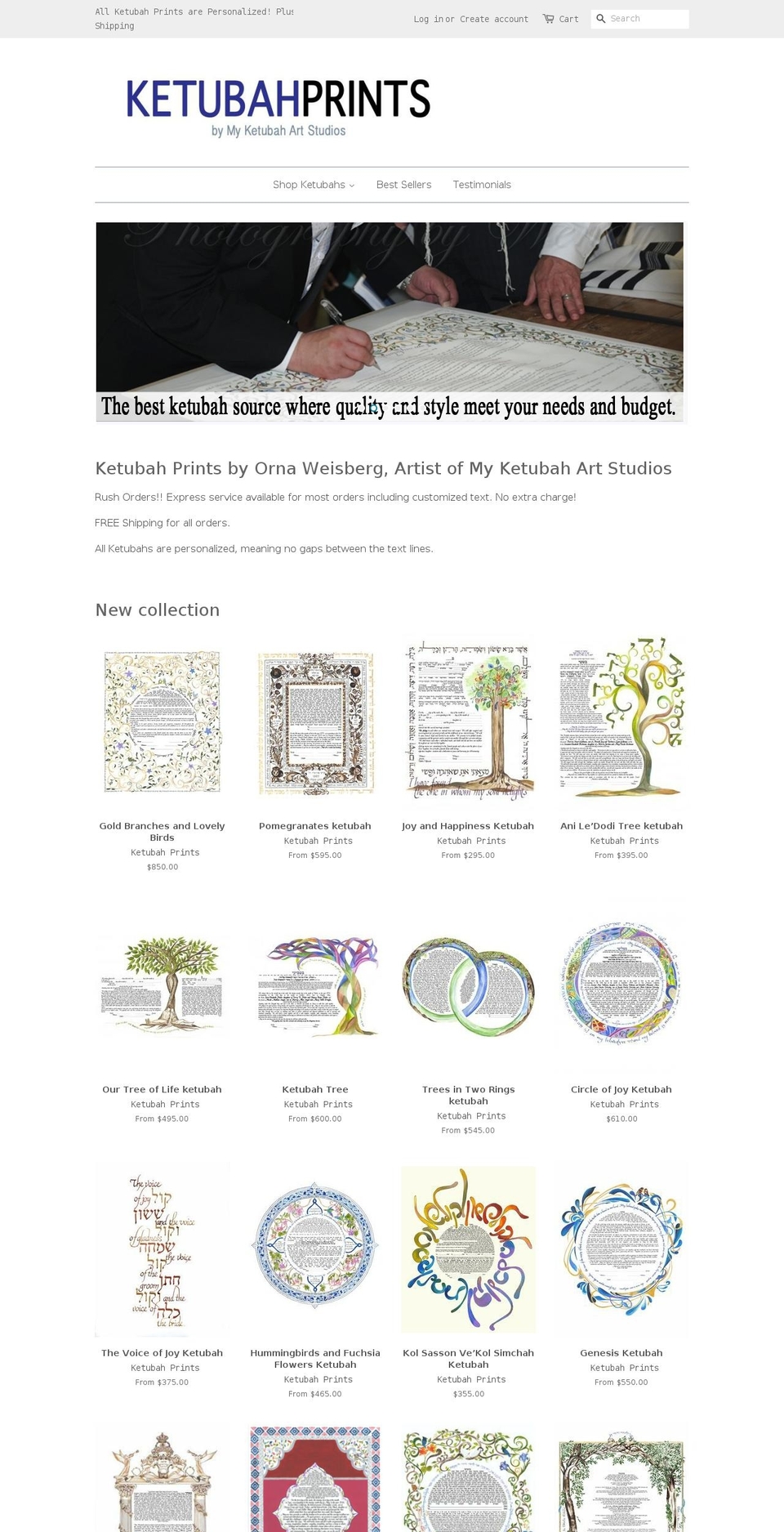ketubahdesigns.com — Shopify storefront screenshot