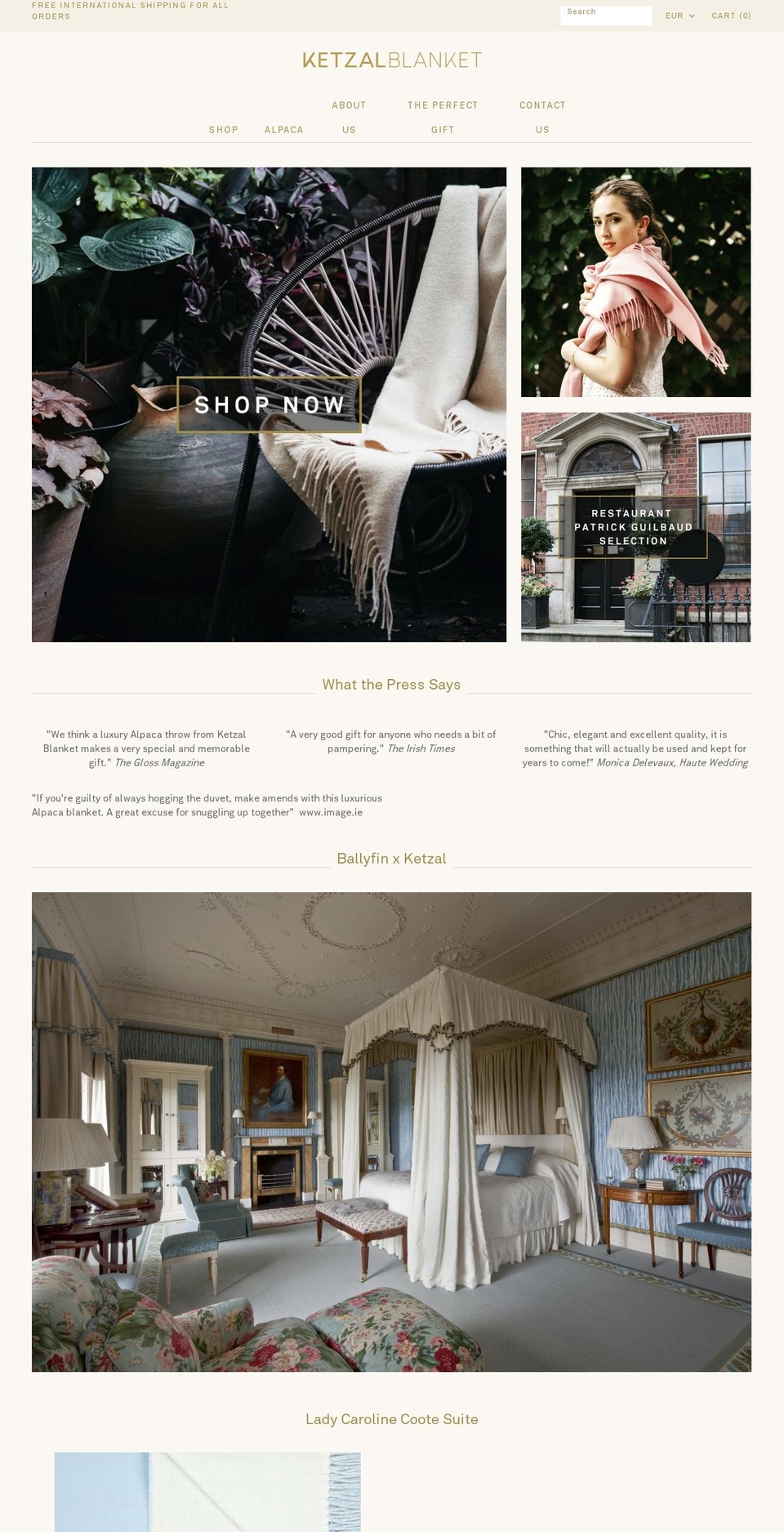 ketzalblanket.com shopify website screenshot
