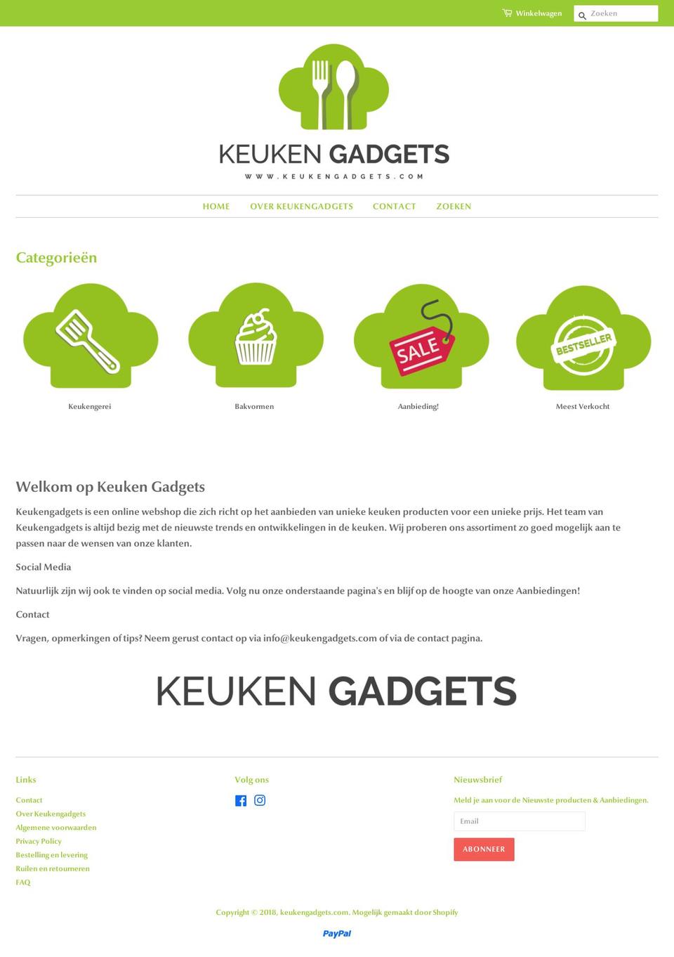 keukengadgets.com — Shopify storefront screenshot