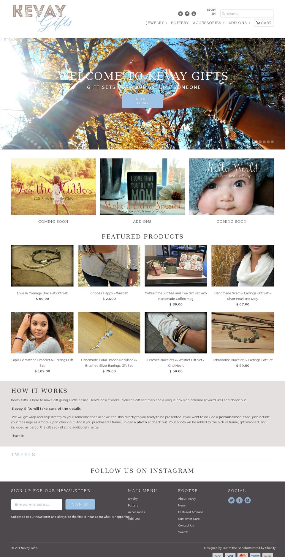 kevaygifts.com shopify website screenshot