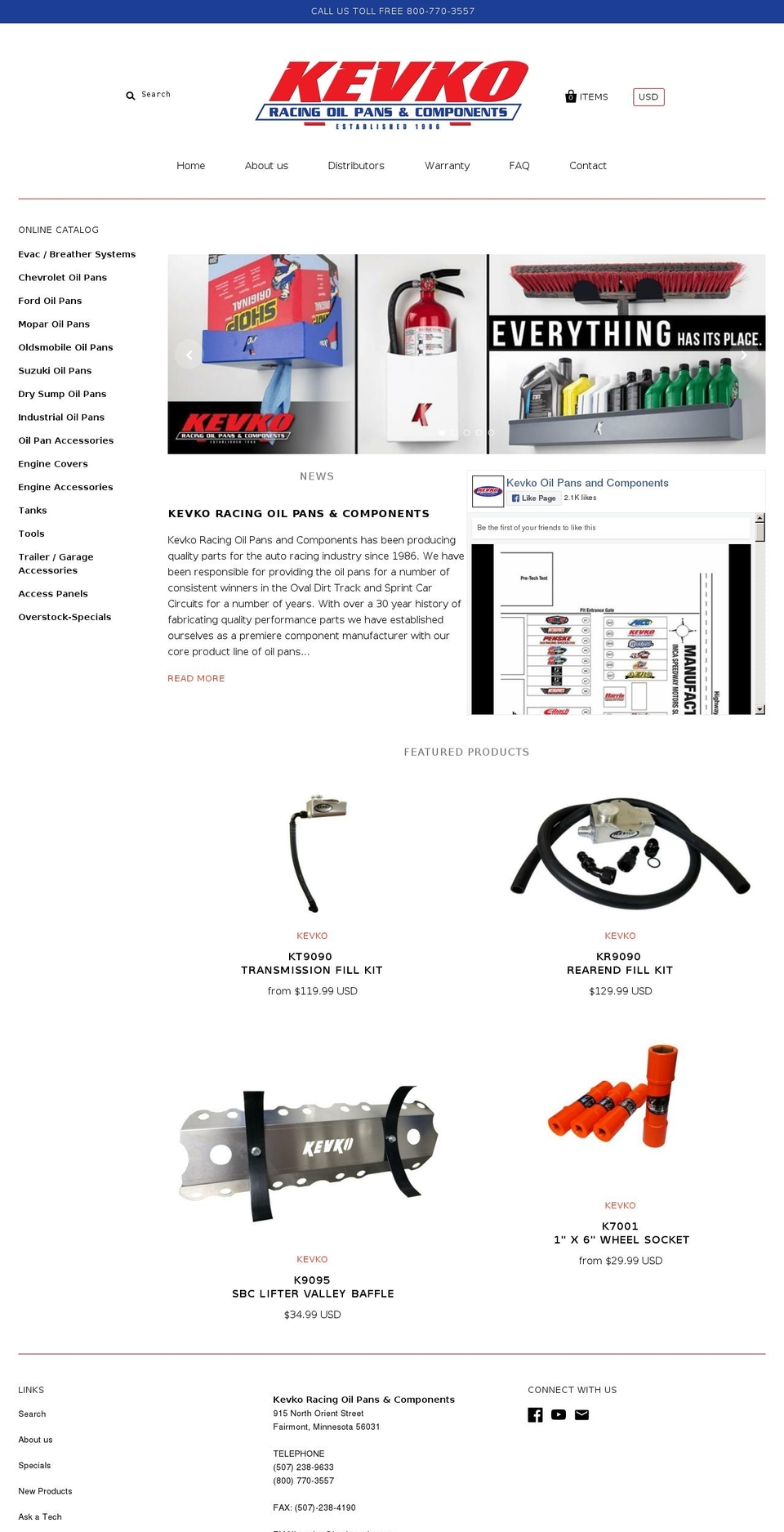 kevcooilpans.com — Shopify storefront screenshot