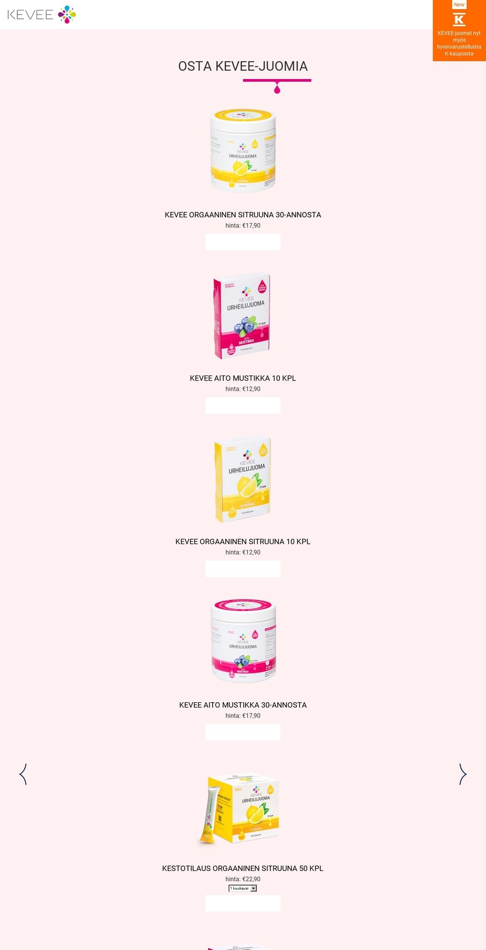 keveedrinks.com — Shopify storefront screenshot